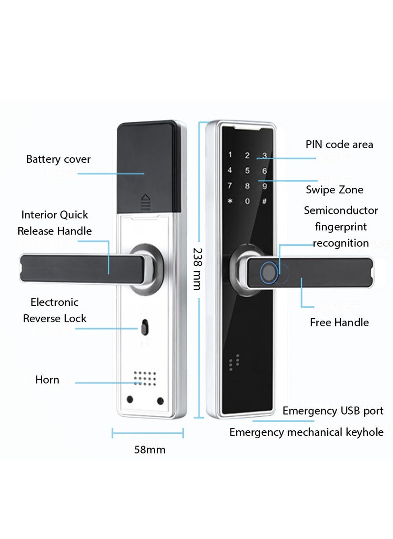 Arabest - Smart Door Lock Fingerprint Door Lock App Smart Lock Fingerprint Entry Smart Lock Biometric Door Lock Keypad Deadbolt (White） - Image 1