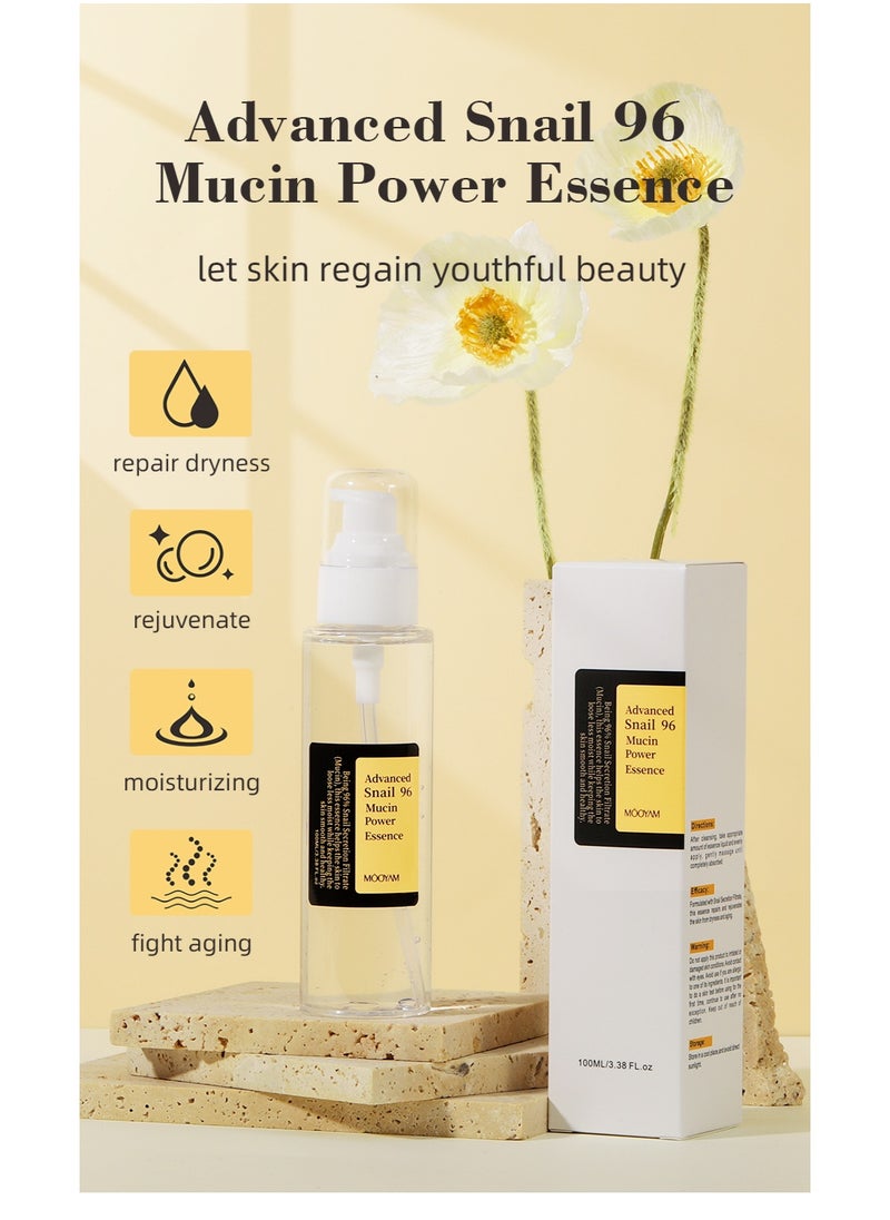 Snail Mucin 96% Essence 100ml, Hydrating Serum for Face with Snail Secretion Filtrate for Dull Skin, Skin care products for All Skin Types