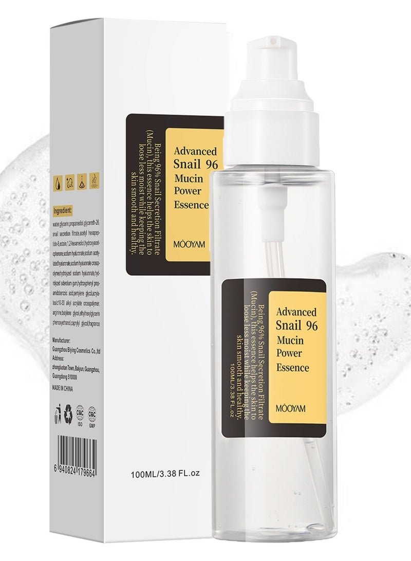MOOYAM Snail Mucin 96% Essence for Face Hydrating Serum Repairs Skin Barrier Reduces Fine Lines and Irritation for All Skin Types 100ml - Image 1