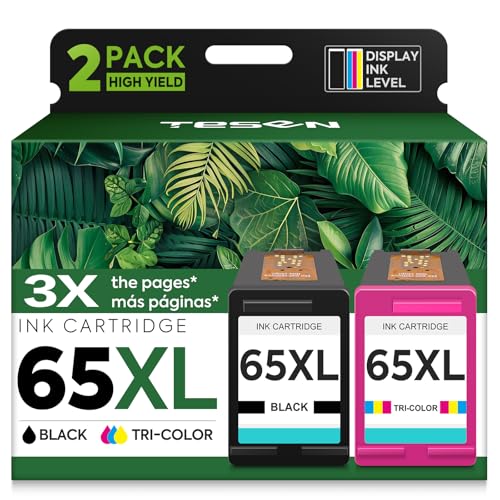 TESEN 65XL Ink Cartridges High-Yield Replacement for HP Ink 65 XL HP65 HP 65 Ink Cartridges Black Color Combo Pack use with HP Envy 5055 5000 5052 Deskjet 3755 3700 3752 2600 2622 2652 Printers (2-Pack) - Image 1