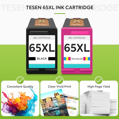 TESEN 65XL Ink Cartridges High-Yield Replacement for HP Ink 65 XL HP65 HP 65 Ink Cartridges Black Color Combo Pack use with HP Envy 5055 5000 5052 Deskjet 3755 3700 3752 2600 2622 2652 Printers (2-Pack) - Image 5