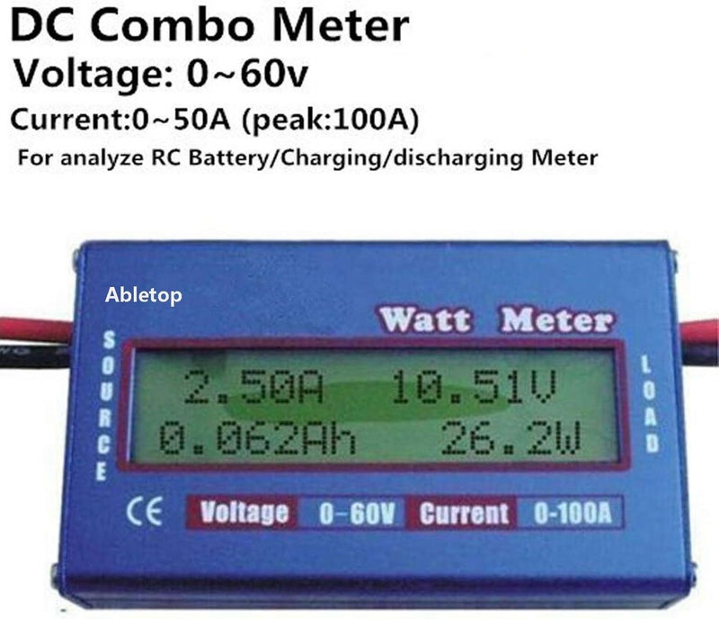 Abletop RC Watt Meter DC 60V/100A Power Analyzer Digital LCD Balance Battery Voltage Checker Watt Volt Amp Meter - Image 2