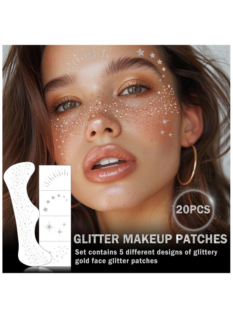 Generic 20PCS Gold Glitter Freckles Temporary Face Tattoo, Sparkle Freckles Face Glitter Makeup Patches  - Image 2