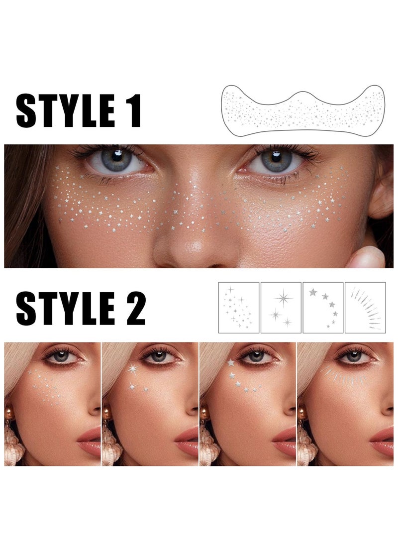 Generic 20PCS Gold Glitter Freckles Temporary Face Tattoo, Sparkle Freckles Face Glitter Makeup Patches  - Image 5