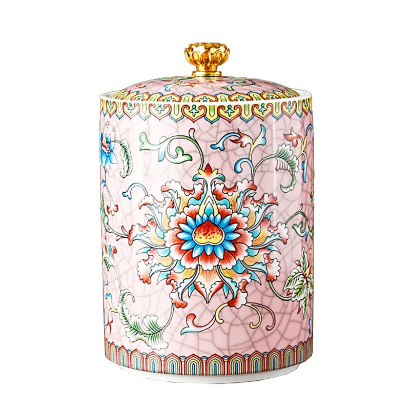 Bicuzat Enamel Ceramic Tea Caddy Tea Canister Tea Storage Container Tins Jar with Airtight Lid Waterproof Tank for Tea Coffee Herb Sugar Spice Nuts