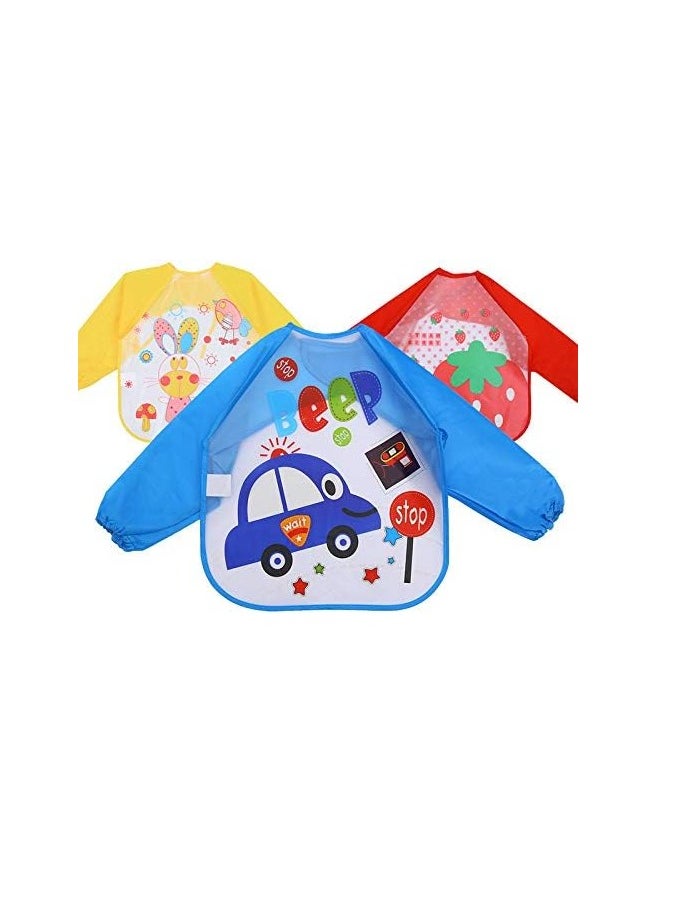 Generic - Full Sleeves Washable Waterproof Feeding Bib for Babies and Kids - Random Color - Image 1