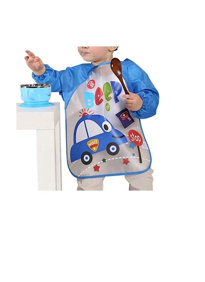 Generic - Full Sleeves Washable Waterproof Feeding Bib for Babies and Kids - Random Color - Image 1