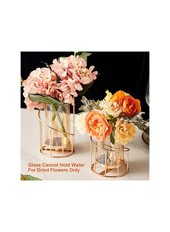 The Bros Metal Wire Candle Holder Set of 2, Glass Pillar Candle Holders Gold Decorative Tea Light Candleholders for Home Decor Table Decorations Centerpiece (Spiral) - Image 5