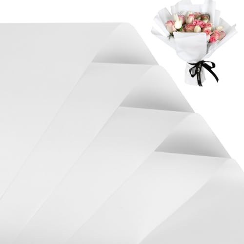 FUHITIM 20 Sheets Flower Wrapping Paper -Waterproof Floral Bouquet Wrapping Paper Used for DIY Crafts, Gift Packaging, Florist Supplies Packaging Paper for Wedding Birthday Gift (White) - Image 1