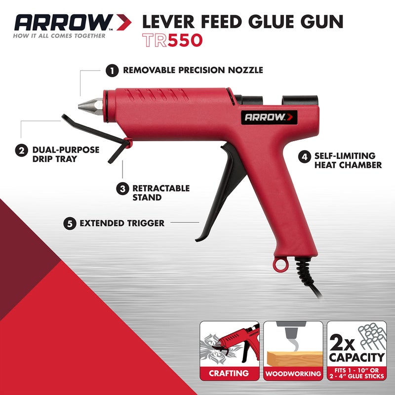 Arrow Fastener Arrow TR550 Heavy Duty Professional Electric Hot Melt Glue Gun for Crafts, Construction, Wood, Uses Standard Glue Sticks - Image 2