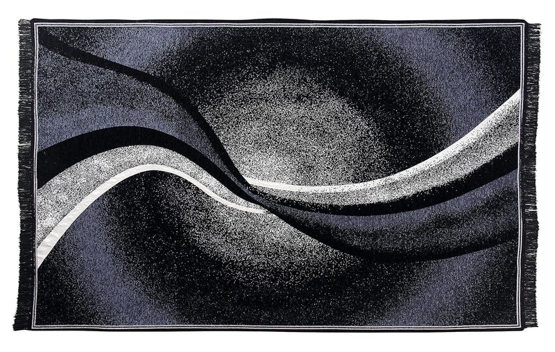 Linen Basics Solid Traditional Carpet BLACK N GREY Chenille 5 X 7 FEET - Image 4