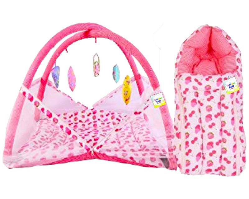 Toddylon Flat Bed Baby Bed New Born Baby Bedding Set Combo of Baby Mattress with Mosquito Net | Carry Bag | Cotton Beds | Carry Bag | Unisex Infants (0-6 Months) (2PCS Set) - Image 1