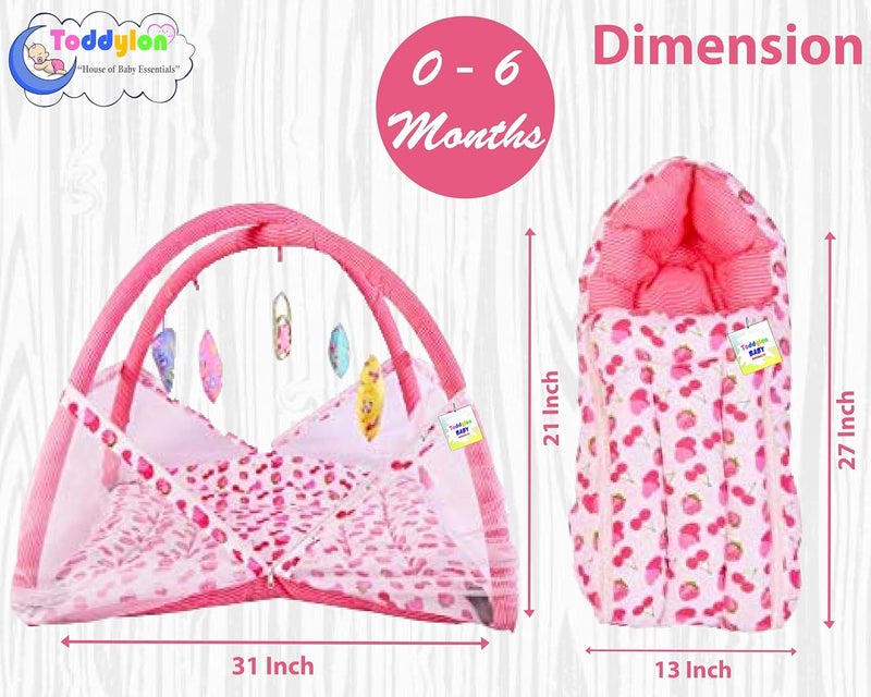 Toddylon Flat Bed Baby Bed New Born Baby Bedding Set Combo of Baby Mattress with Mosquito Net | Carry Bag | Cotton Beds | Carry Bag | Unisex Infants (0-6 Months) (2PCS Set) - Image 2