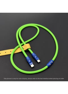 Generic Mobile Phone Color Matching Fast Charging Silicone Tablet IPhone Data Line Apple 16Pro Computer PD For IPad-Color:Fluorescent Green + Blue Shell + Slider-Line Length:0.5m (usb To Apple 8-14 Front/12w)  - Image 1