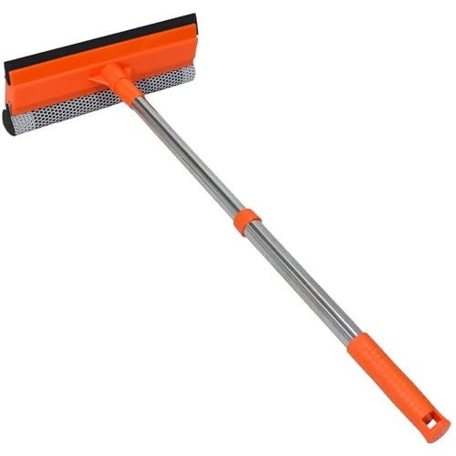 Conliwell 2 in 1 Car Windshield Squeegees with 153236 Retractable Stainless Steel Handle Windshield Cleaner Tool for Cars Trucks Glass Doors Shower Glass Outdoor Windows Orange - Image 1