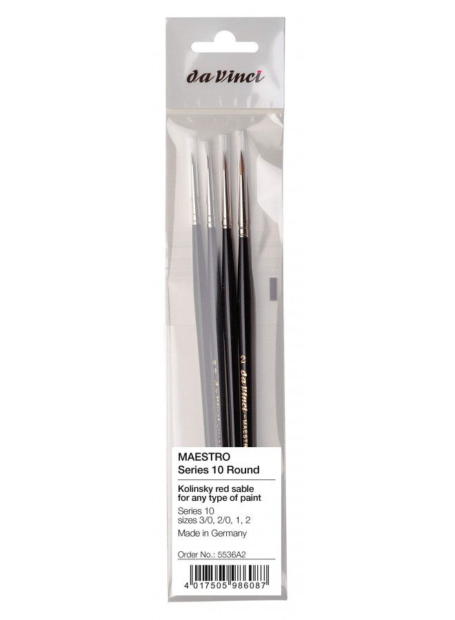 da Vinci Brushes مجموعة فرش دافنشي للألوان المائية 5536a2، مجموعة فرش ماسترو كولينسكي ريد سابل 4، جولات أوروبية، السلسلة 10 الأحجام 3/0، 2/0، 1 و 2، أسود - Image 2