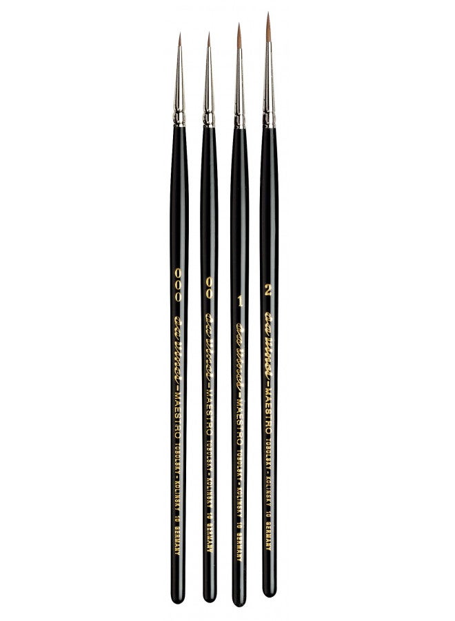 da Vinci Brushes مجموعة فرش دافنشي للألوان المائية 5536a2، مجموعة فرش ماسترو كولينسكي ريد سابل 4، جولات أوروبية، السلسلة 10 الأحجام 3/0، 2/0، 1 و 2، أسود - Image 1