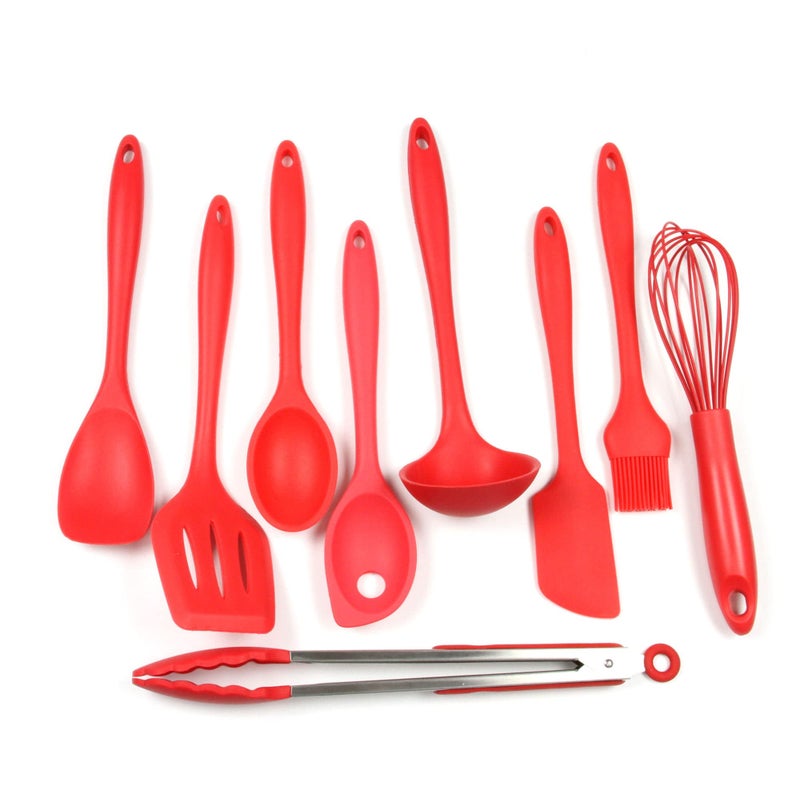 Chef Craft Premium Silicone Kitchen Tool and Utensil Set 9 Piece Red