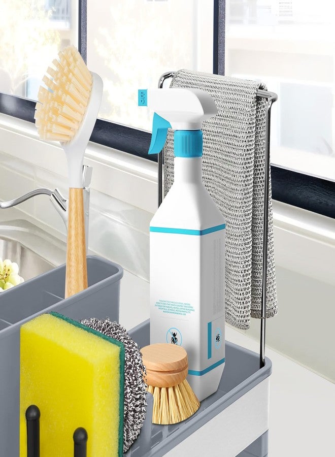 Obsoorth Kitchen Sink Caddy,Sponge Holder for Kitchen Sink with Dish Brush Holder, Auto Drain Tray, Sponge Drain Rack,Stainless Steel Sink Organizer Countertop，Sponge Soap(Grey) - Image 3