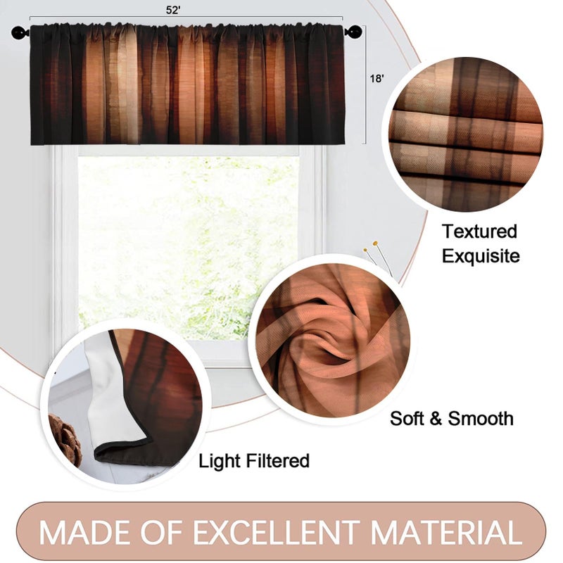 إمفينسي Emvency 2 Pack Valances علاجات النافذة البرتقالية النحاس الخمر ستايب ستريبس الستائر قابلة للتعديل ستارة قابلة للتعديل لنوافذ غرفة المعيشة المطبخ فوق الحوض 18 × 52 بوصة - Image 2