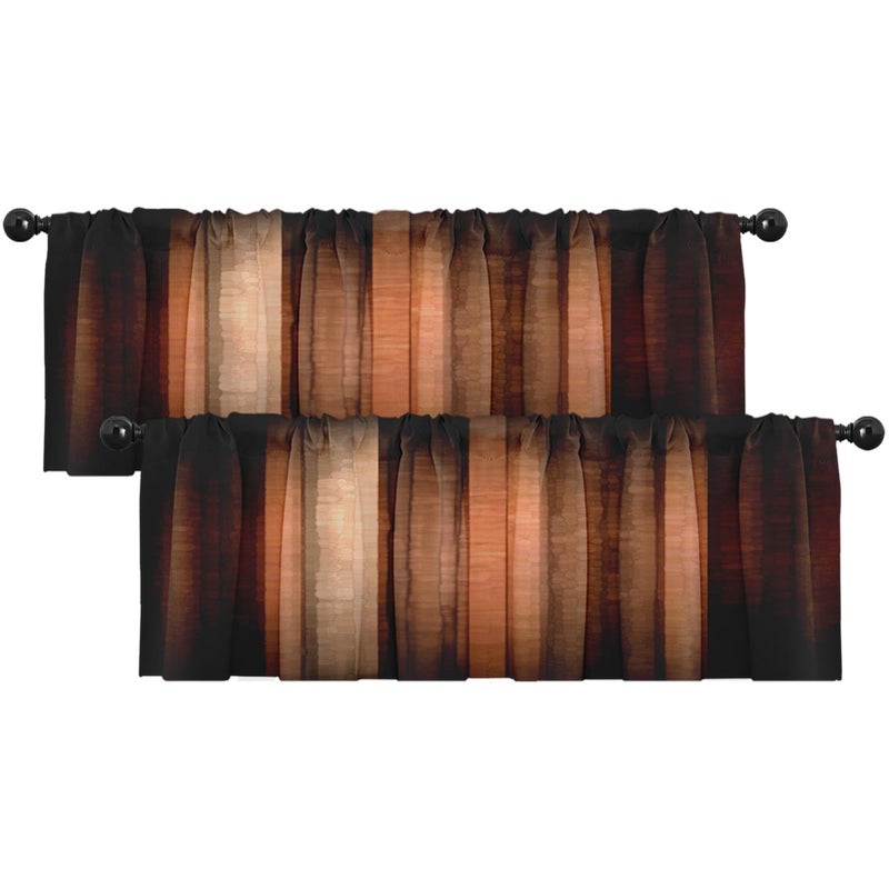 إمفينسي Emvency 2 Pack Valances علاجات النافذة البرتقالية النحاس الخمر ستايب ستريبس الستائر قابلة للتعديل ستارة قابلة للتعديل لنوافذ غرفة المعيشة المطبخ فوق الحوض 18 × 52 بوصة - Image 1