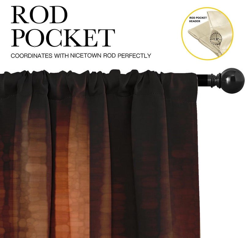 إمفينسي Emvency 2 Pack Valances علاجات النافذة البرتقالية النحاس الخمر ستايب ستريبس الستائر قابلة للتعديل ستارة قابلة للتعديل لنوافذ غرفة المعيشة المطبخ فوق الحوض 18 × 52 بوصة - Image 4