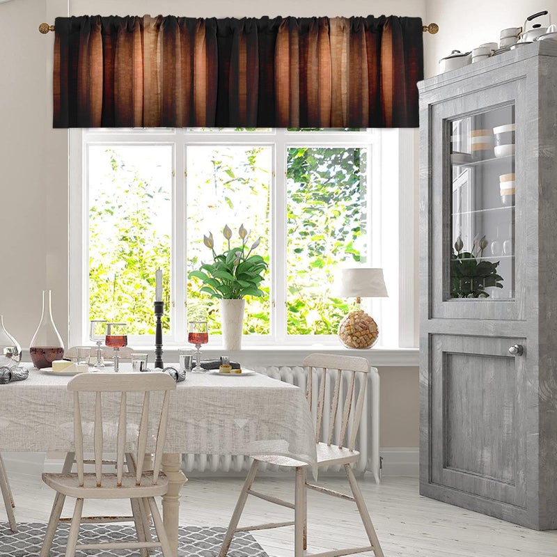 إمفينسي Emvency 2 Pack Valances علاجات النافذة البرتقالية النحاس الخمر ستايب ستريبس الستائر قابلة للتعديل ستارة قابلة للتعديل لنوافذ غرفة المعيشة المطبخ فوق الحوض 18 × 52 بوصة - Image 3