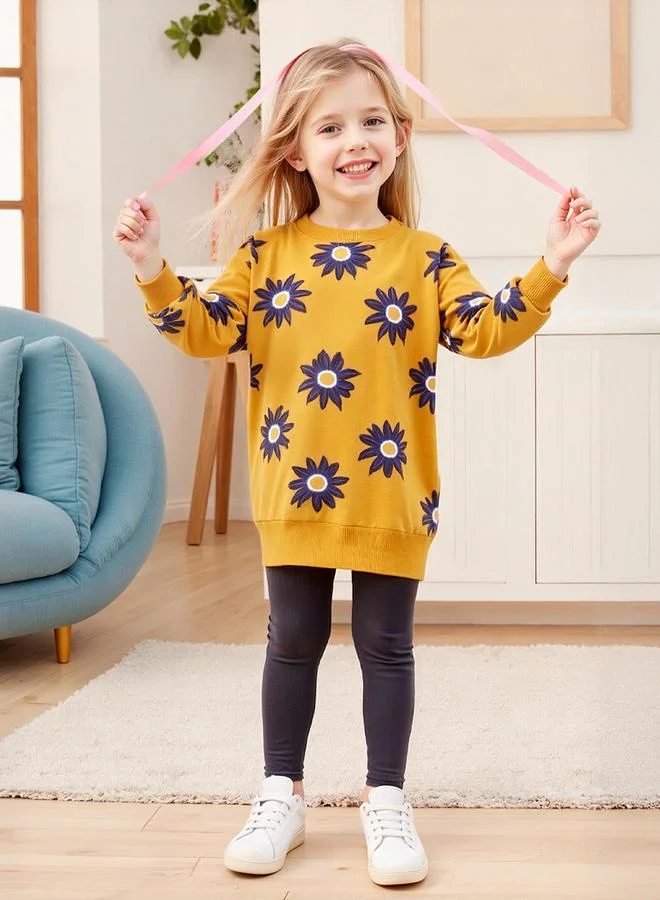 Take Two Girls Graphic Print Sweatshirt with Leggings Set