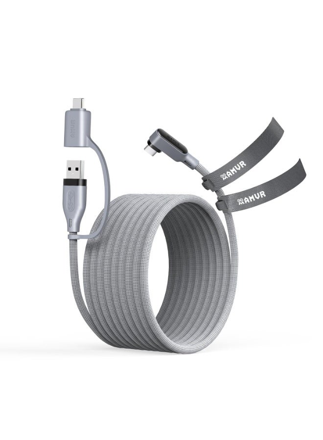 AMVR Link Cable 16FT for PCVR Compatible with Meta Quest 3/3S/2/Pico 4 Accessories, Nylon Braided Cable with USB 3.0 A to C Adapter for SteamVR/PCVR, High-Speed Max 5Gbps(Not Charging) - Image 1