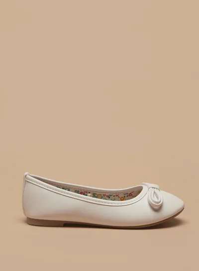 Flora Bella By Shoexpress Girls Solid Slip On Ballerina Shoes with Bow Accent