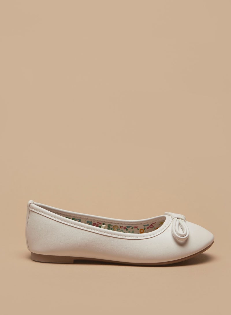 Flora Bella By Shoexpress Girls Solid Slip On Ballerina Shoes with Bow Accent  - Image 1