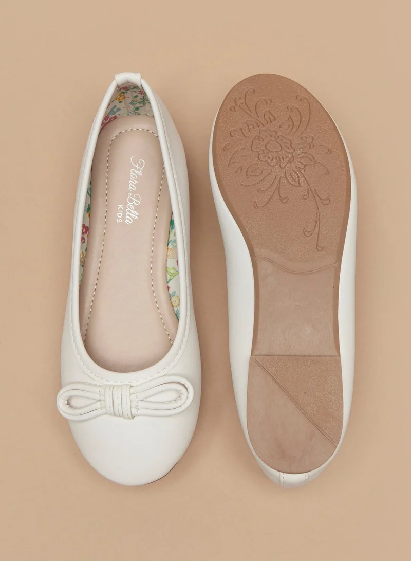 Flora Bella By Shoexpress Girls Solid Slip On Ballerina Shoes with Bow Accent