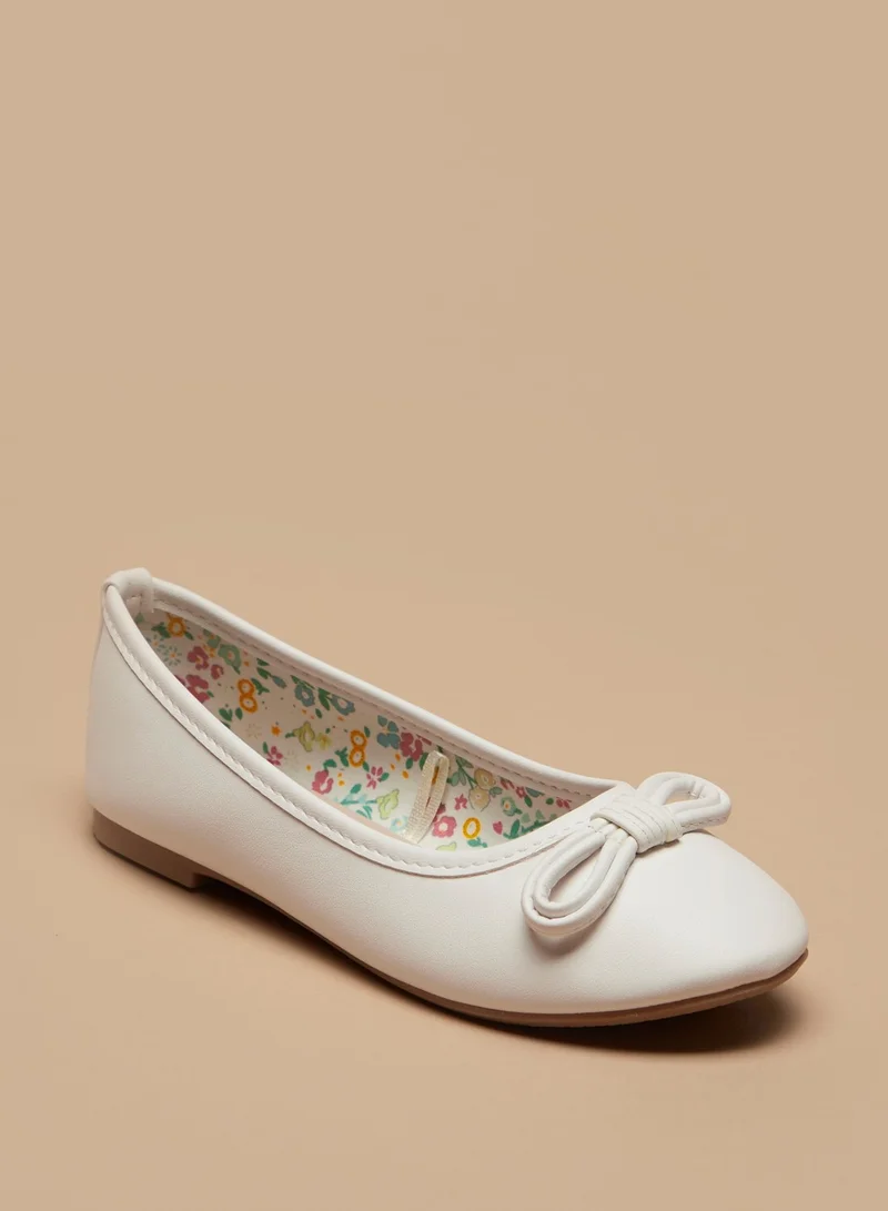 Flora Bella By Shoexpress Girls Solid Slip On Ballerina Shoes with Bow Accent