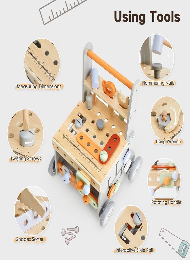 labebe Wooden Baby Walker, Baby Push Walker, Tool Toy for Toddlers, Adjustable Speed Baby Walker with Wheel, Learning Activity Walker for Girls Boys - Image 5