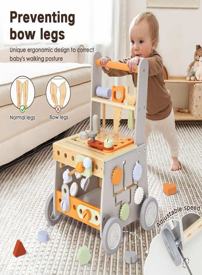 labebe Wooden Baby Walker, Baby Push Walker, Tool Toy for Toddlers, Adjustable Speed Baby Walker with Wheel, Learning Activity Walker for Girls Boys - Image 2