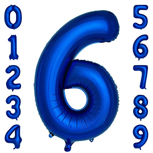 cocodino Navy Blue Number 6 Balloons 40 Inch Large Dark Blue Helium Foil Balloons for Birthday Party 2024 Graduation Decorations Anniversary Celebrations Number 6 - Image 1