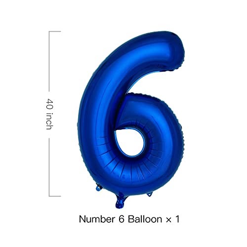 cocodino Navy Blue Number 6 Balloons 40 Inch Large Dark Blue Helium Foil Balloons for Birthday Party 2024 Graduation Decorations Anniversary Celebrations Number 6 - Image 5