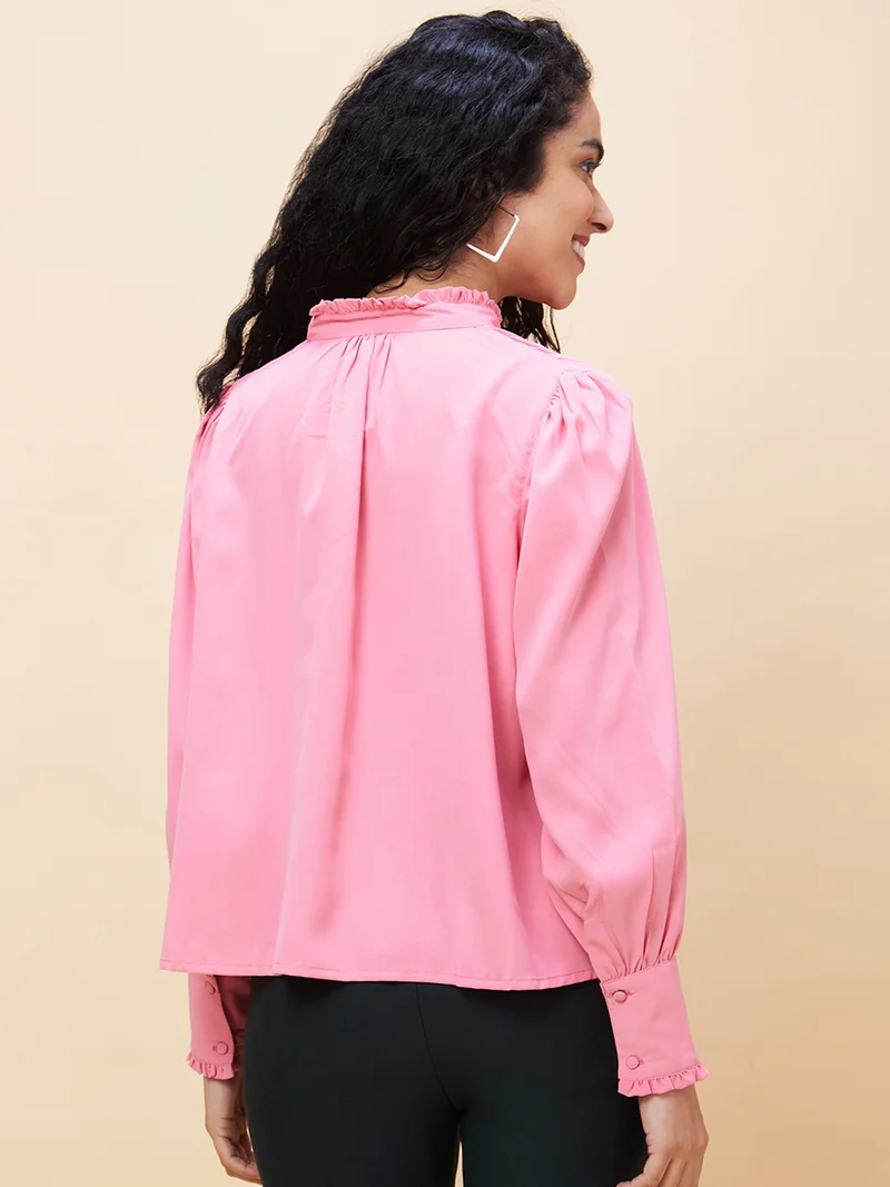 globus Women Mandarin Collar Regular Top