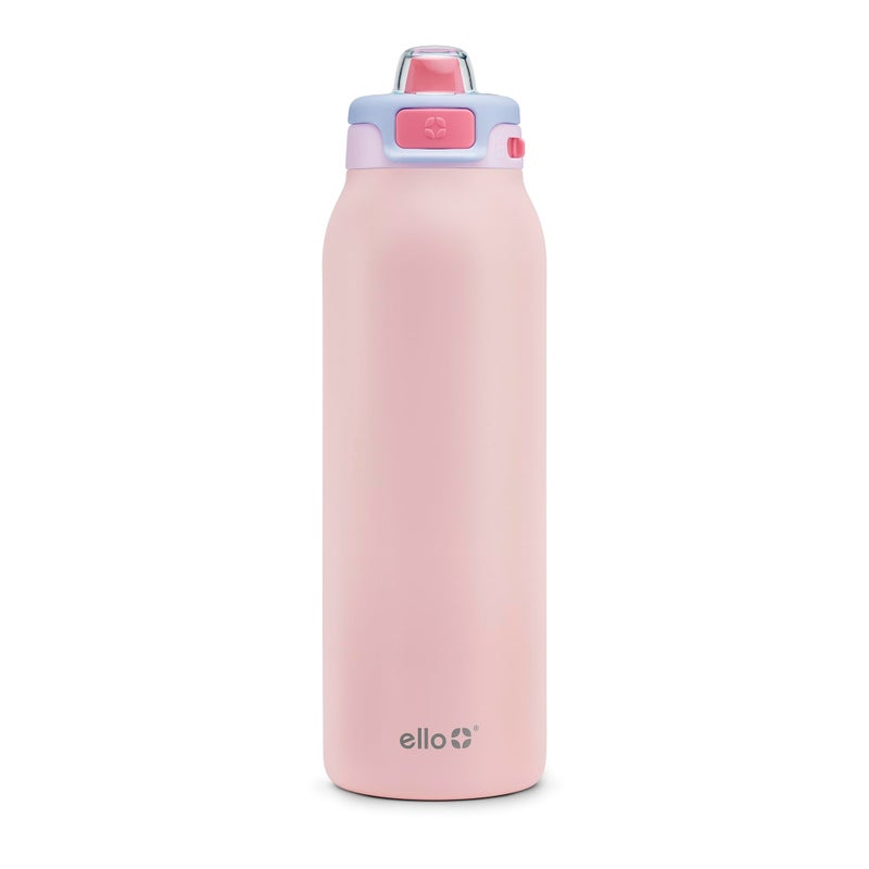 Ello Pop Fill 32oz Stainless Steel Water Bottle with Quick Fill Technology Double Walled and Vacuum Insulated Metal Leak Proof Locking Lid Sip and Chug Reusable BPA Free Heavenly Hues