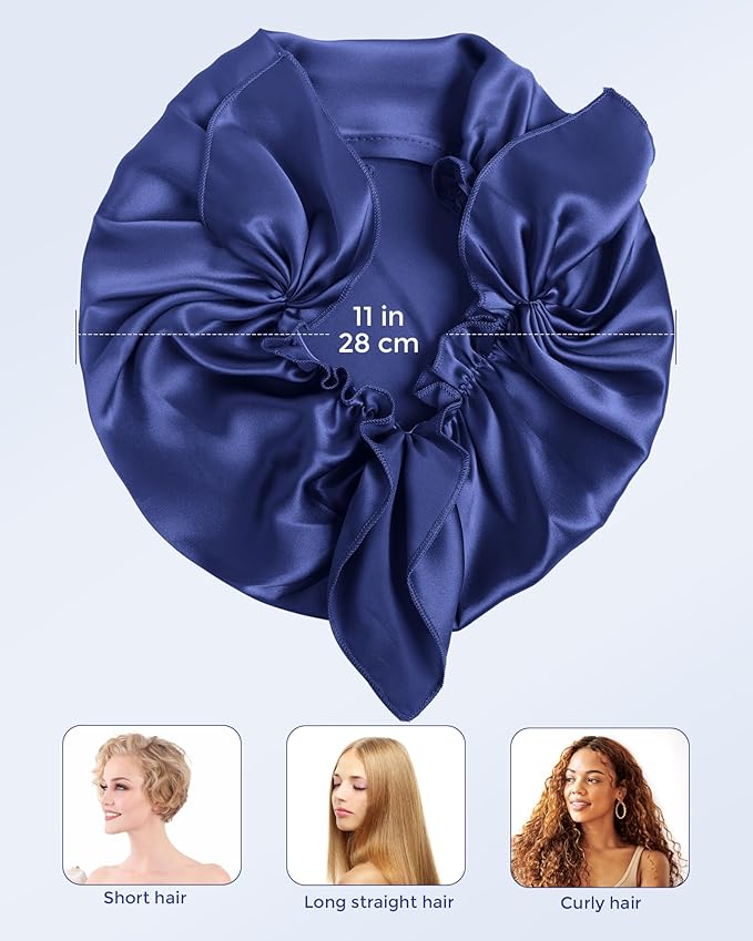 OROPY Mulberry Silk Night Sleep Bonnet Cap Avoid Hair Falling Keep Hair Styles Women Hat 19 Momme Soft Breathable with Elastic RibbonDeep Pink Free Size - Image 4