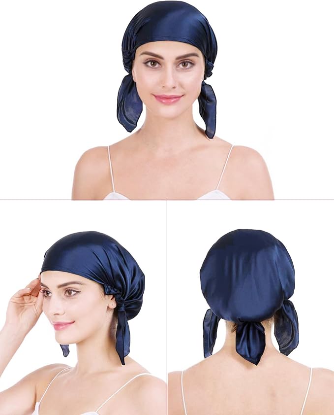 OROPY Mulberry Silk Night Sleep Bonnet Cap Avoid Hair Falling Keep Hair Styles Women Hat 19 Momme Soft Breathable with Elastic RibbonDeep Pink Free Size - Image 2