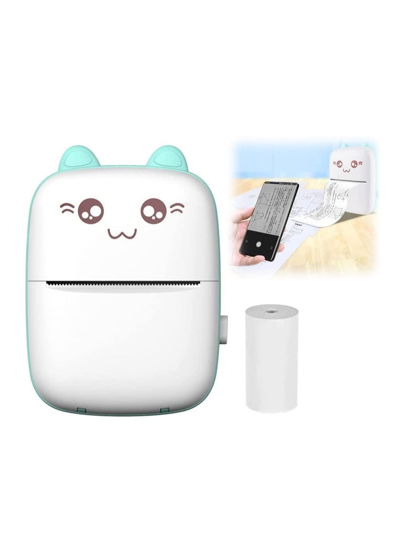 Excefore - Portable Printer, Mini Pocket Printer Wireless Bluetooth Thermal Printer with Thermal Printing Paper USB Cable for Note Photo Web Document Printing Label Receipt Study Home Office, Blue - Image 1