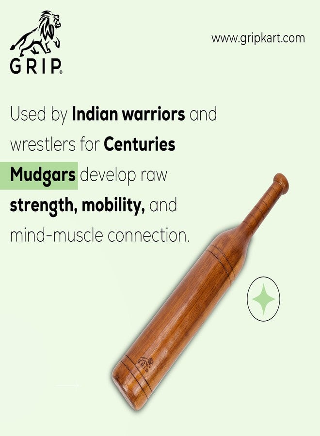 Grip Wooden Mugdar | Traditional Indian Mugdar for Strength Training | Akhada-Style Fitness Tool | Akhada Mugdar | Workout Equipment | Wooden Mukdar | 2 to 2.5 Kilogram - Image 5