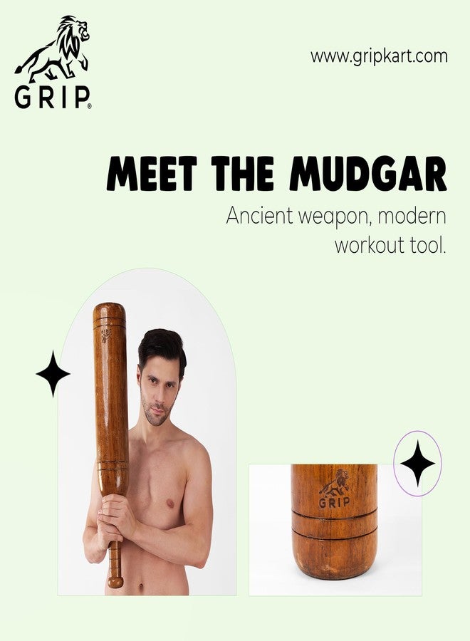 Grip Wooden Mugdar | Traditional Indian Mugdar for Strength Training | Akhada-Style Fitness Tool | Akhada Mugdar | Workout Equipment | Wooden Mukdar | 2 to 2.5 Kilogram - Image 3