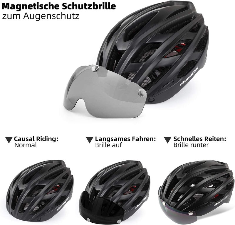 Shinmax Consistent single item quality Shinmax Bicycle Helmet with LED Lighting, Bicycle Helmet with Safety Light, Magnetic Bicycle Helmet and Removable Screen Roller Visor Ski Snowboard Helmet for Men Women NR-096 Modern practical shape - Image 4