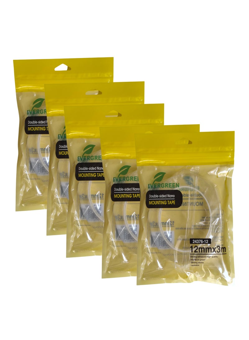 EVERGREEN Double-sided nano transparent film 12 mm * 3 meters (5 pieces)  - Image 1