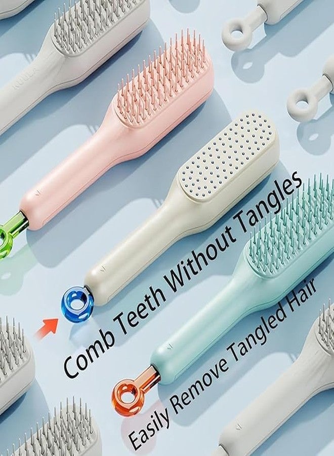 YUQORY Self Cleaning Hair Brush Hairbrushes for Women 1Pcs Easy Clean Hair Brush, Massage Comb with Retractable Bristles One-pull Clean Anti Static Hair Brush Hair Styling Tools for All Hair Types (Pack-1) - Image 3