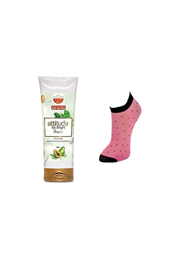 Nutrilite Amway - attitude be bright herbals face wash - 100 ml and women thin socks [free size] [Assorted Colors] - Image 1