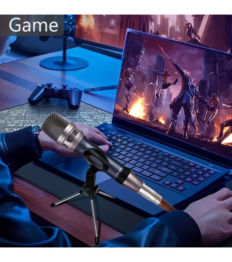 ميكروفون ديناميكي احترافي للغناء XGES BLUE MIC مزود بمفتاح تشغيل/إيقاف وكابل XLR مناسب للبث المباشر والمؤتمرات والترفيه المنزلي والعروض الداخلية والخارجية متوافق مع مكبرات الصوت وخلاطات الصوت وبطاقات الصوت ومكبرات الصوت النشطة - Image 4