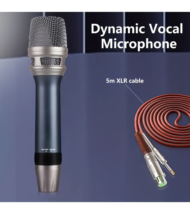 ميكروفون ديناميكي احترافي للغناء XGES BLUE MIC مزود بمفتاح تشغيل/إيقاف وكابل XLR مناسب للبث المباشر والمؤتمرات والترفيه المنزلي والعروض الداخلية والخارجية متوافق مع مكبرات الصوت وخلاطات الصوت وبطاقات الصوت ومكبرات الصوت النشطة - Image 3